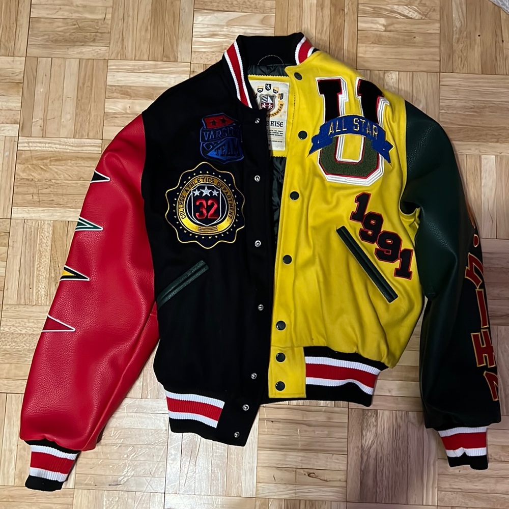 Smoke Rise varsity jacket. Worm once. Damage free no rips, tears, or stains.
